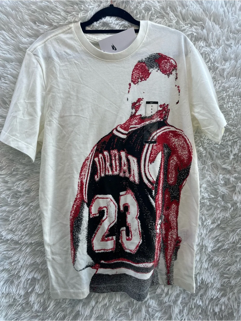 Jordan White Short-Sleeve Tee with Red & Black Michael Jordan Graphic